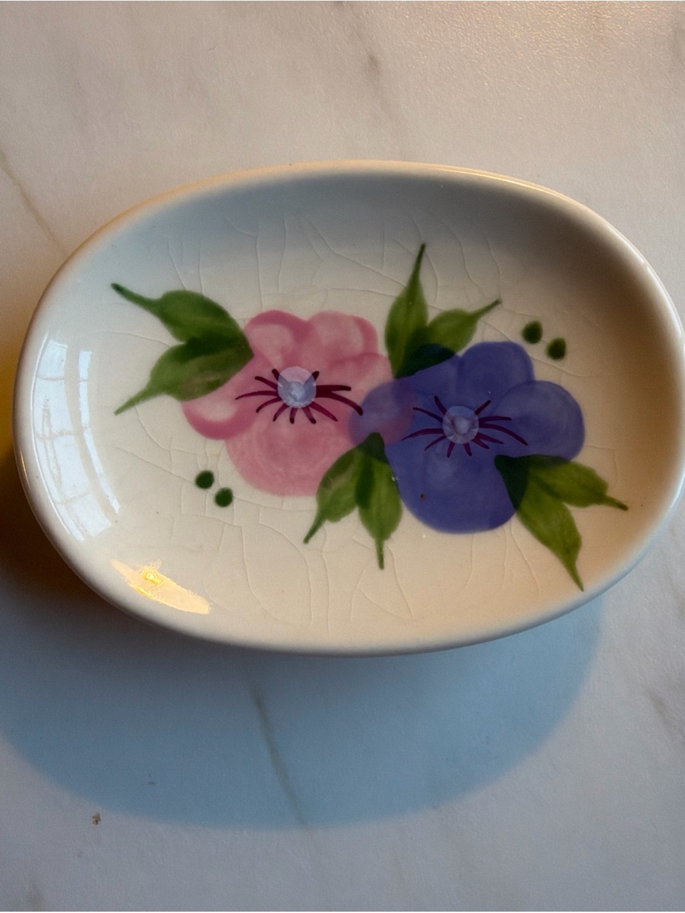 Vintage Emerson Creek Pottery Cottagecore Hand painted Flowers Soap Dish